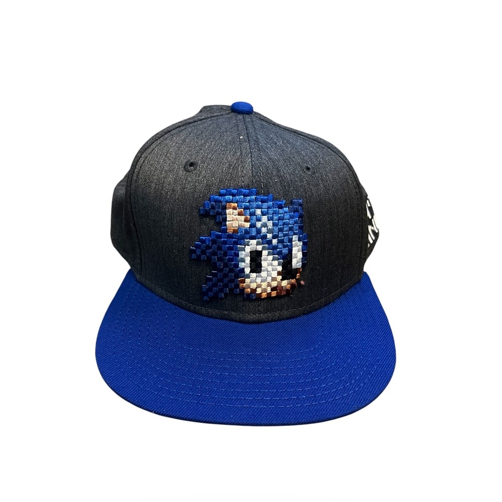Sonic the Hedgehog Kids Snapback Hat Pixel 8-Bit Blue Grey Dont Blink SEGA Cap